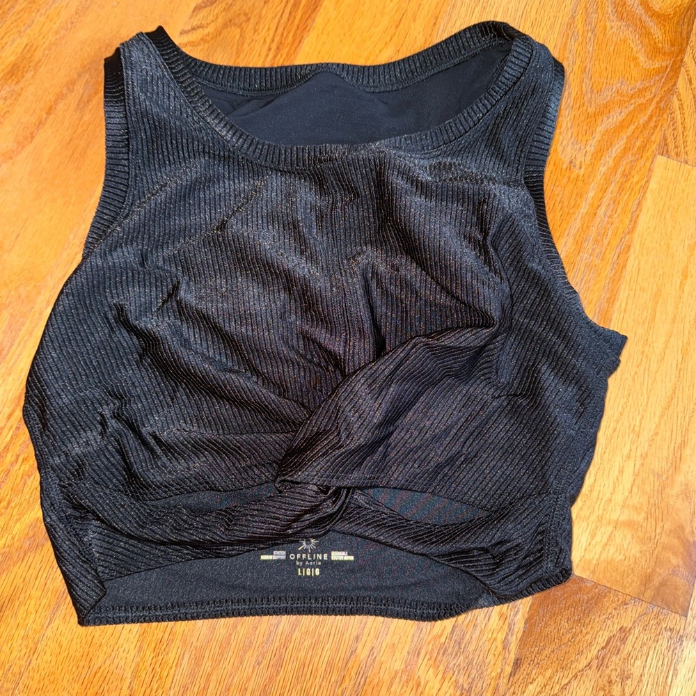 Aerie Black Ribbed Tank Top